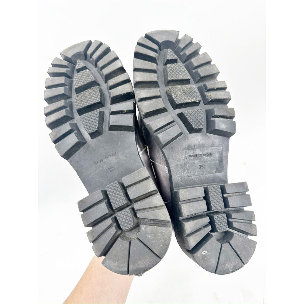 Free People Lyra Pewter Silver Lug Sole Leather Loafers Size 38 FLAW‎ - Picture 6 of 7